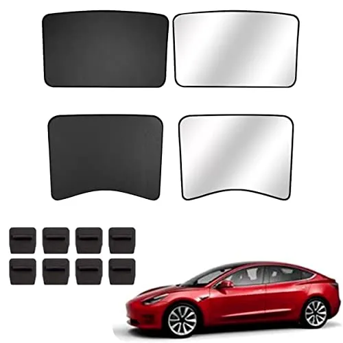 topfit Tesla Model 3 Parasole per auto Tetto apribile Raggi UV Finestra di protezione Tende da sole Tetto in vetro pieghevole Parasole Parasole anteriore lunotto Parasole per Model 3 2021 2022 2023