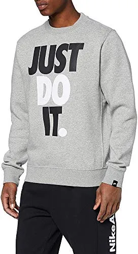 Nike Sportswear JDI Felpa A Girocollo in Fleece, Uomo, Dk Grey Heather, S