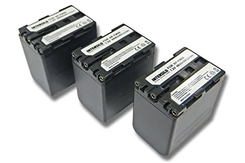 INTENSILO 3x Li-Ion Batteria 4800mAh (7.2V) per foto video camera Sony MVC-CD400, MVC-CD500 sostituisce NP-QM91D, NP-QM51