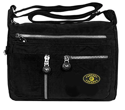 GFM® Borsa a spalla da donna in nylon a tracolla S4-8025-kl- Nero