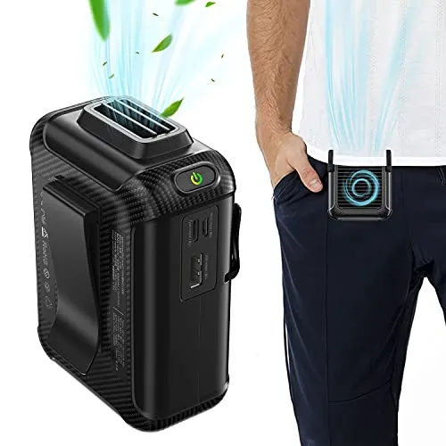 Kasimir Mini Ventilatore Portatile Ventilatori USB Ricaricabile Ventilatore Palmare Ricaricabile con 6000mAh Batteria come Power Bank 3 Velocità Regolabili Adatto per Casa, Esterno, Viaggi - Nero