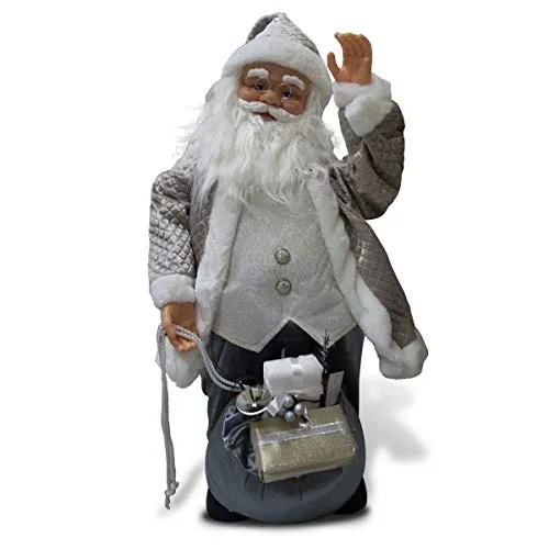 Mediawave Store - Babbo Natale Decorazione per la Casa da 80cm, Melodie luci movimenti, Oggettistica di Natale, Arreda Casa con Le Decorazioni Natalizie, Soprammobile 17368 (Babbo Natale con Regali)