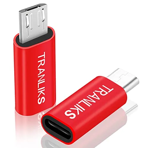 TRANLIKS Adattatore Micro USB a Lightning, Adattatore da Lightning (Femmina) a Micro USB (Maschio) Per Solo Ricarica e Sincronizzazione Dati - 2 pezzi Rosso