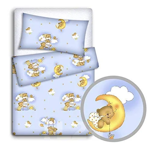 Babymam - Set di biancheria da letto per neonato, con federa, copripiumino, 2 pezzi, colore: blu