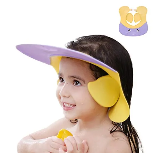 Doccia Cap Per Bambino,Cappello Da Doccia Per Bambini Design Di Protezione Dell'Orecchio Evitare Lo Shampoo Cappello Con Visore Regolabile Morbido Per Neonati E Bambini(Per 1-12 Anni Di Età)