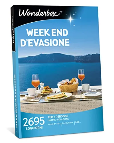 Wonderbox - Weekend D'evasione | Pacchetto Viaggio Regalo per Due Valido per 3 Anni E 3 Mesi | Cofanetto Regalo Donna, Cofanetto Regalo Uomo | Gift Box | Regali di Coppia O Un Weekend per Due Amici