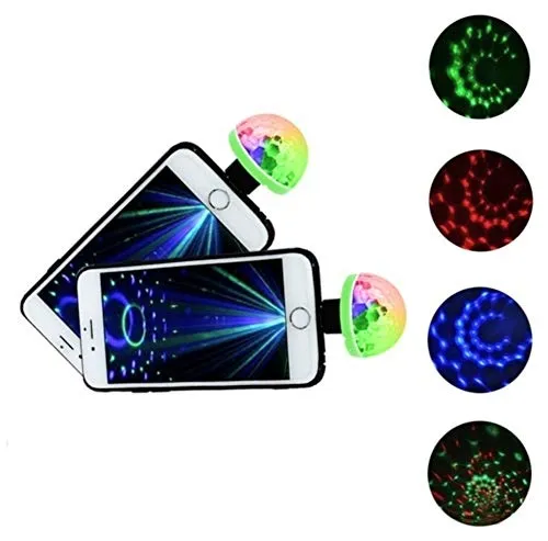 WOO LANDO - Sfera da discoteca, attacco USB con adattatore Micro USB per Samsung Handies, 4 W, RGB LED Disco Ball. Stage Effect Party Club DJ Light ...