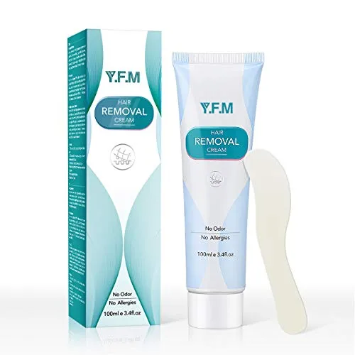 Y.F.M Crema depilatoria per uomo e donna 100 ml, Crema per la rimozione dei capelli, Formula delicata e senza odore, adatta per pelli sensibili