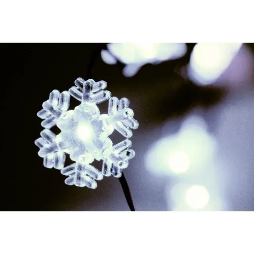 HAB & GUT -LED004- Catena Luminosa di 20 Fiocchi di Neve Bianchi, 130 cm, con 3 batterie