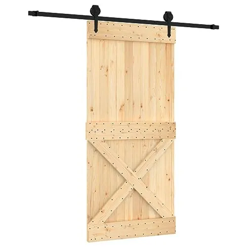 vidaXL Porta Scorrevole con Set Hardware 95x210 cm Legno Massello Pino