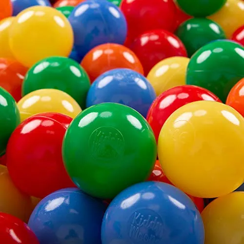 KiddyMoon 200 ∅ 7CM Palline Morbide Colorate per Piscina Bambini Fatto in EU, Giallo/Verde/Blu/Arancione