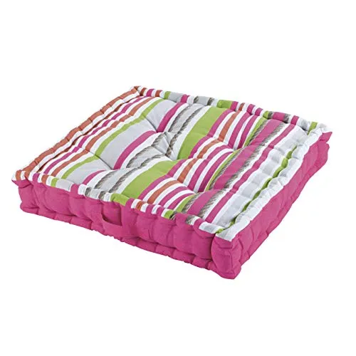 DOUCEUR D'INTERIEUR Cuscino da sol Cotone Stampa MATELOT Blu, Rosa, 60 x 60 x 10 cm