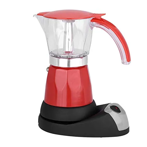 Caffettiera elettrica, 300 ml/6 tazze smontabile Moka Espresso Moka Pentola per cucina Uso domestico Caffettiere Elettriche Programmabile(Rosso)