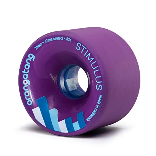 Orangatang Stimulus 70 mm 83a Freeride Longboard Skateboard Wheels (Purple, Set of 4)
