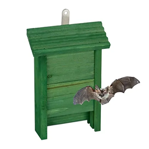 Relaxdays Rifugio per Pipistrelli, Nido Casetta per Pipistrellini, Bat Box, HLP: 29x18x6 cm, da Giardino, Legno, Verde