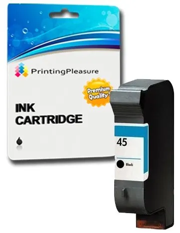 Printing Pleasure NERO Cartuccia d'inchiostro compatibile per HP Copier 180 280 Deskjet 1180c 1220c 1280 6120 9300 930c 959c 970cxi Fax 1220 Photosmart 1000 1115 | Sostituzione per HP 45 (C51645AE)