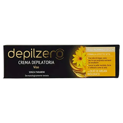 Depilzero Viso, Crema Depilatoria Viso, all'Olio di Argan, 50 ml