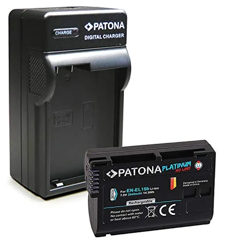 PATONA 3in1 Caricatore + Platinum Batteria EN-EL15 compatibile con Nikon D7000, D7100, D7200, D7500