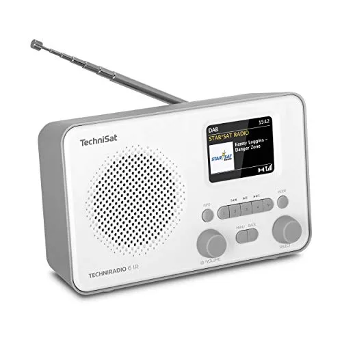 TechniSat TECHNIRADIO 6 IR – Radio Internet portatile (DAB+, UKW, WLAN, Bluetooth, display a colori, sveglia, controllo app, memoria preferita, 3 Watt RMS), grigio/bianco