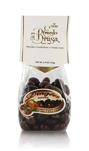 Ernesto Brusa Dragées assortite: mandorle e nocciole tostate, uvette e canditi ricoperti di Cioccolato al Latte e Extra Fondente - 155 g