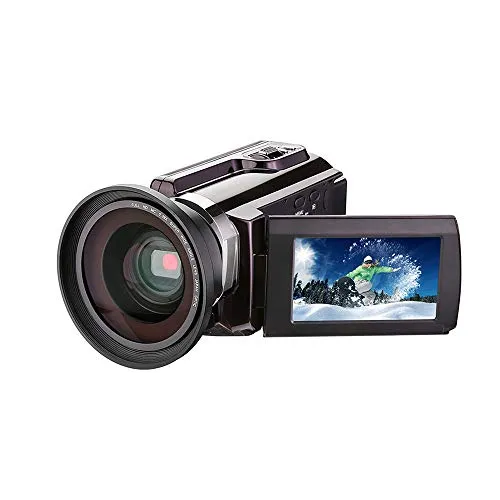 Mhwlai Videocamera Digitale, Videocamera 4K con Obiettivo Grandangolare Obiettivo Grandangolare Esterno Visione Notturna 1080P con Trasmissione A Infrarossi WiFi Natale