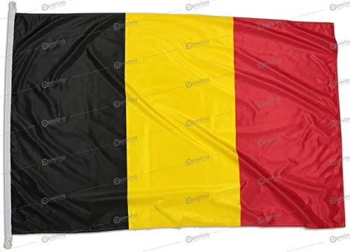 Bandiera Belgio 150x100cm in tessuto nautico antivento da 115g/m², bandiera belga 150x100cm lavabile, bandiera del Belgio 150x100cm con cordino, doppia cucitura perimetrale e fettuccia di rinforzo
