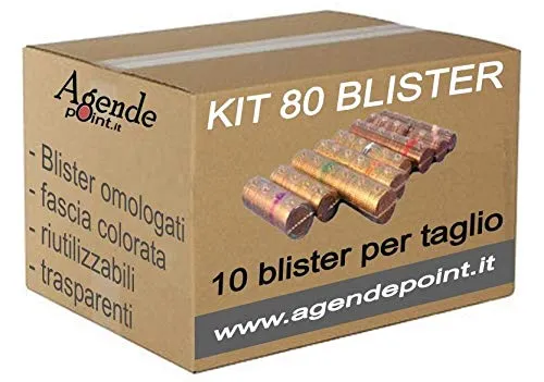 Agendepoint.it - KIT80 Blister contenitori per monete euro 80 pezzi assortiti (10 pezzi per taglio) in plastica trasparente