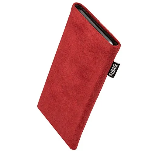 fitBAG Classic Rosso - Custodia per Cellulare per Vodafone Phone 360 M1, in Pura Alcantara con Imbottitura in Microfibra