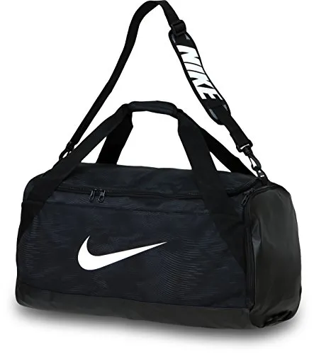 Nike Brasilia 6 Medium Duffel, Borsone da calcio, Nero (Black/White), 61 x 30 x 31 cm