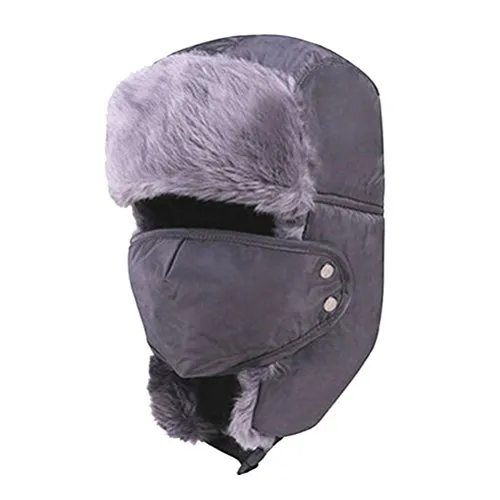 ROSENICE Ushanka Cappello Cappelli di Sci di Earflap Aviatore Ushanka Trapper con Maschera cap Hood(Grey)