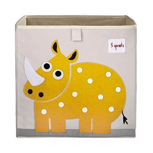 3 Sprouts - Contenitore cubico - Contenitore per bambini e bambini piccoli, Rinoceronte