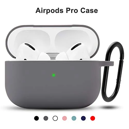 Teyomi Cover Airpods PRO,Custodia AirPods PRO,Airpods PRO Case,Custodia Protettiva in Silicone Airpods PRO 2019 con Portachiavi (Cover Airpods PRO-Gray)