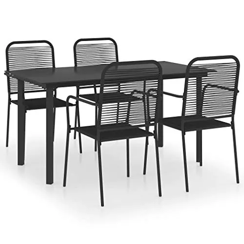 vidaXL Set da Pranzo da Giardino 5 pz Nero in Vetro e Acciaio