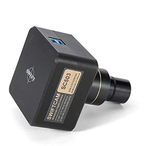 Swift Fotocamera digitale da 5MP per microscopi, objectif de réduction, kit de calibrage, adaptateurs, capteur CMOS, câble USB 3.0, Windows Mac Linux-compatible
