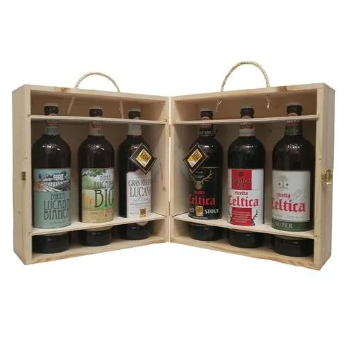 Birra Morena - Selezione 6 Craft Beer 75cl in Cassa di Abete Naturale (Lucana Bianca, Lucana Bio, Gran Riserva Lucana, Celtica Sweet Stout,Celtica Scotch Ale, Celtica Super)