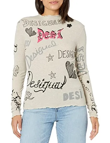 Desigual TS_Lettering T-Shirt, Bianco, XL Donna