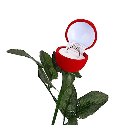 Felly Scatola Anello Rosa Rossa- 1 Pezzo Astuccio Gioielli Fiore Rosa Cofanetto per Matrimonio Anelli, San Valentino, Anello di Fidanzamento