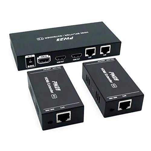 PW-HTS0102(POC) 1X2 Splitter HDMI Extender Over Cat6 Ethernet cavo con Senza ritardo telecomando a 50m/165ft a 1080P（1 In 2 Out）