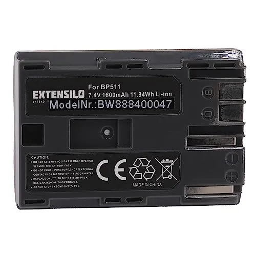 EXTENSILO batteria compatibile con Canon MV750i, MVX100i, MVX150i, MVX1, MVX1i, MVX2i fotocamera digitale DSLR (1600mAh, 7,4V, Li-Ion)
