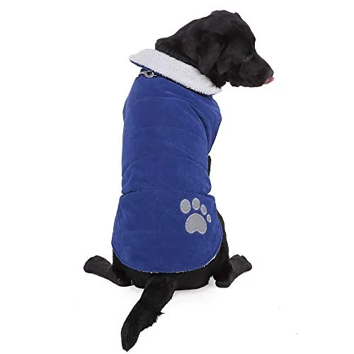 Geyecete, cappottino per cani in pile reversibile, impermeabile, per l’autunno e l’inverno