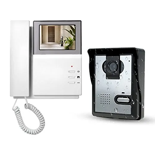 LIBO Videocitofono Monitor LCD Clear da 4,3 pollici Kit campanello videocitofoni cablati, Telecamera per Visione Notturna, Stile Telefono Citofono per Uso Domestico