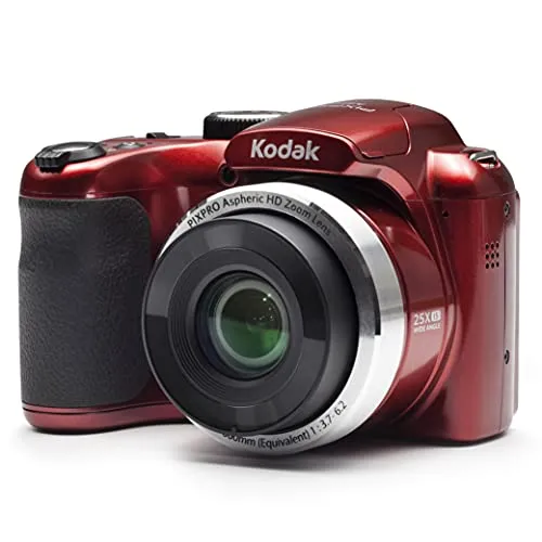 KODAK AZ252 Astro Zoom Bridge Camera, (16, 44 MP, Zoom Ottico 25x, Schermo LCD da 7,6cm), Rosso