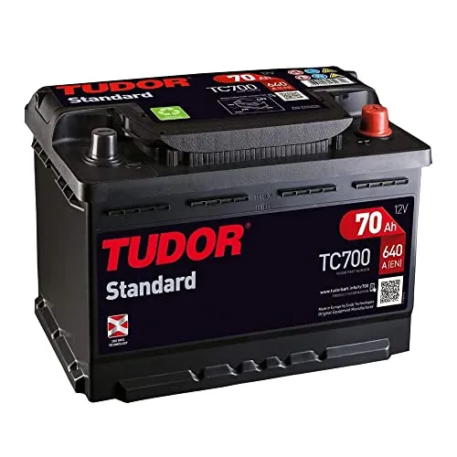 Tudor- Batteria da 70 AH/640 A (EN), +D, gamma standard per auto, furgoncino, Suv, 4 x 4, massima qualità, misure: Lunghezza: 278 mm. Larghezza: 175 mm. Altezza: 190 mm.