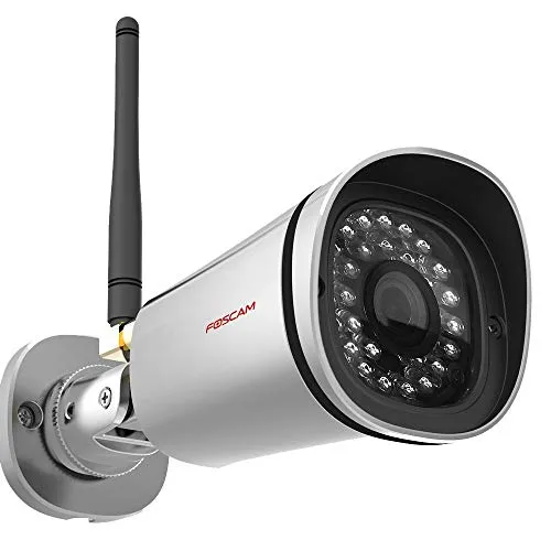 Foscam FI9800P Telecamera, HD 1.0 MP, H.264, 720p, Esterno, Visore Notturna, Rilevatore Movimenti, Alerte Mail/FTP, Compatibile iPhone e Android