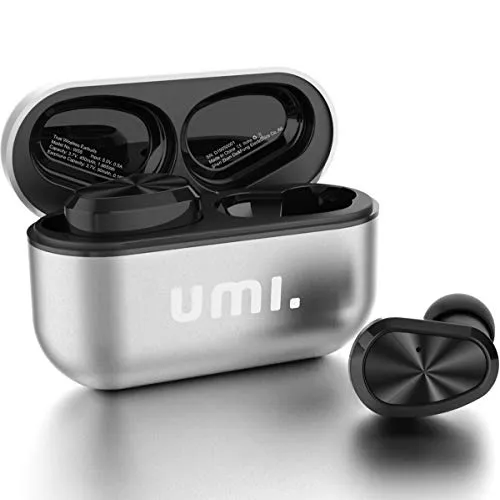 UMI. by Amazon Auricolari Bluetooth 5.0 TWS True Wireless Stereo per iPhone Samsung Huawei con Custodia Smart di Ricarica brevettata in Metallo (Argento)