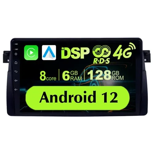 Android 12 Autoradio compatibile con BMW E46 radio M3 Rover 75 MG ZT Sedan con Carautoplay Android Auto Octa-Core Cpu, 9 pollici Ips Touchscreen mit Bluetooth 5.0 WiFi 4G SWC DSP DAB,6+128G