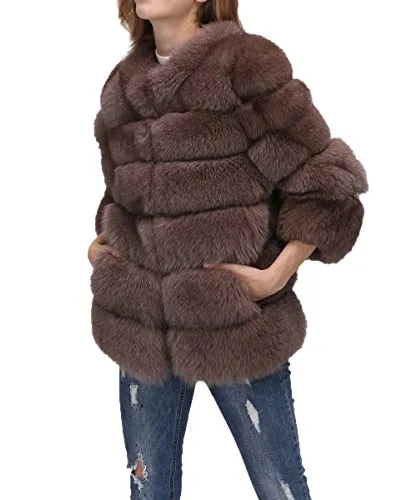 FOLOBE Womens ' Inverno Caldo Cappotto di Pelliccia Faux Vest Stile Lungo