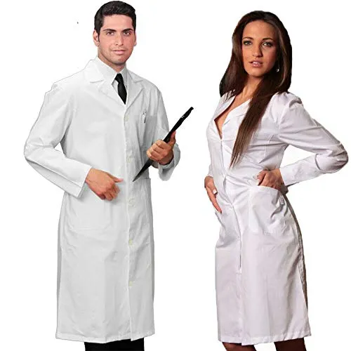 Cura Farma Camice Bianco Donna Uomo per Medico, Farmacista da Lavoro Laboratorio in Cotone – Originale (Uomo 52 L)