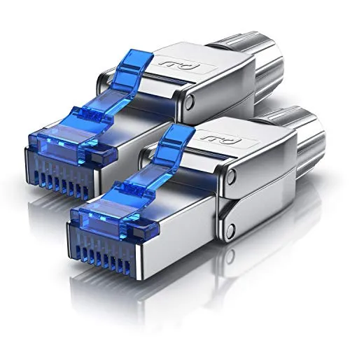 Primewire - 2X connettori RJ45 a crimpare Cat 8 - Connessione Senza Attrezzi - 40 GBit/s 2000 MHz Ethernet - Connettore a crimpare in Metallo - Retrocompatibile Cat 6 Cat 7