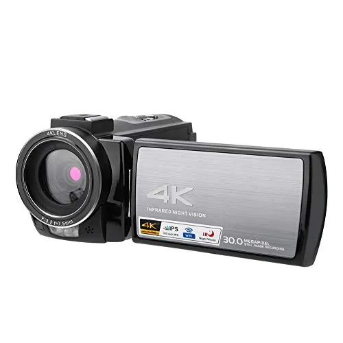 Gaeirt Fotocamera Digitale HDR-AE8 4K HD, Fotocamera con Zoom Intelligente 16X da 8 Milioni di CMOS con Rotazione di 270 Gradi Fotocamera Touch Screen IPS HD(Batteria)